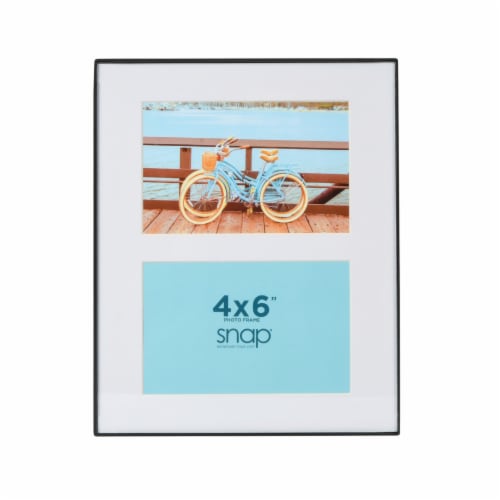 Snap® 8x10 Matted 2 Opening Front Load Photo Frame - Black Perspective: front