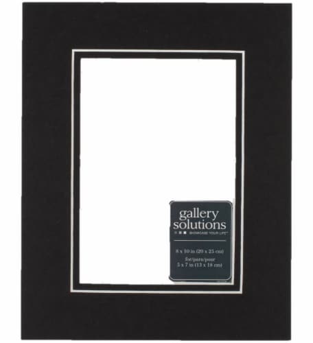 Pinnacle Gallery Solutions 8 x 10 Picture Frame with 5 x 7 Double Mat - Black/Black Perspective: front