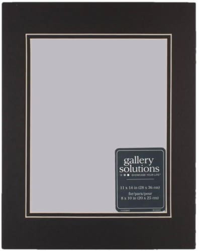 Pinnacle Gallery Solutions 11 x 14 Picture Frame with 8 x 10 Double Mat - Black/Black Perspective: front