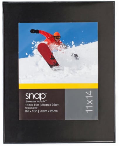 Pinnacle Snap 11 x 14 Picture Frame Matted to 8 x 10 Opening - Black Perspective: front