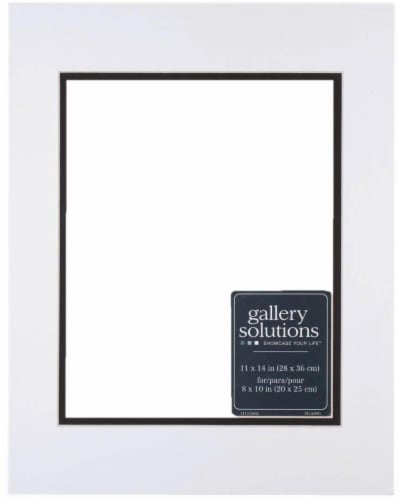 Pinnacle Gallery Solutions 11 x 14 Picture Frame with 8 x 10 Double Mat - White/Black Perspective: front