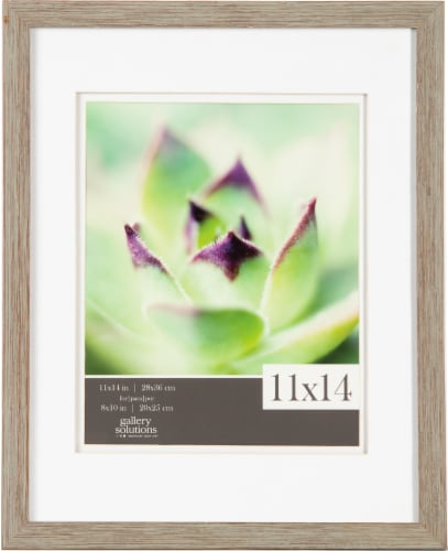 Gallery Solutions Wood Picture Frame with Mat - Gray Perspective: front