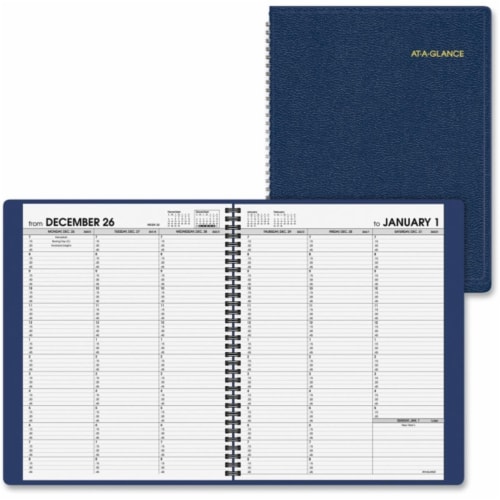 At A Glance AAG7095020 Weekly Appointment Book&#44; Leather - Navy Perspective: front