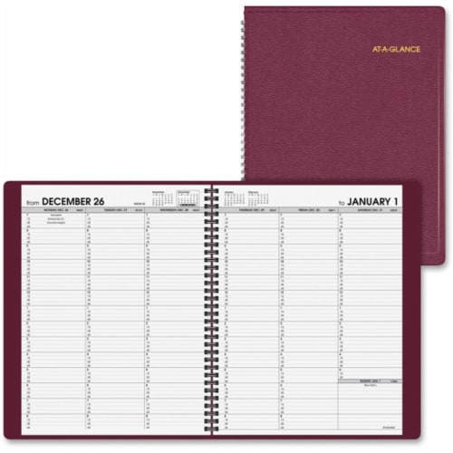At A Glance AAG7095050 Weekly Appointment Book&#44; Leather - Wine Perspective: front
