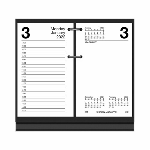 ATAGLANCE 2022 6 x 3.5 Daily Calendar Refill White/Black E7175022