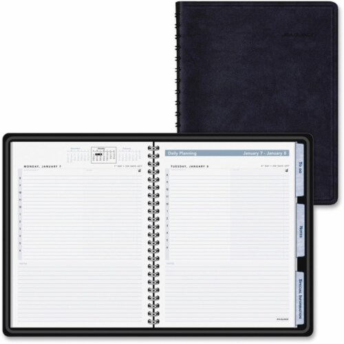 At A Glance AAG70EP0305 Daily Action Appointment Book Tabbed&#44; Simulated Leather - Black Perspective: front