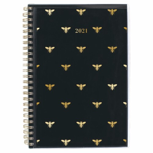 Cambridge® 2021 Small Queen Bee Planner - Black/Gold Perspective: front