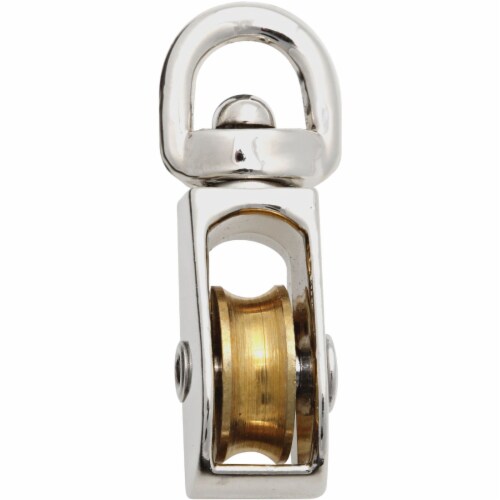 National 3201 1/2 In. O.D. Single Swivel Eye No-Rust Rope Pulley N243568 Perspective: front