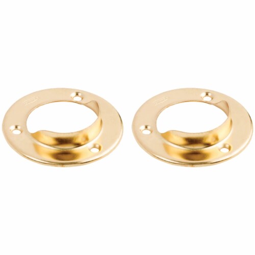 National 1-3/8 In. Steel Closet Rod Socket, Satin Brass (2-Pack) N191551 Perspective: front
