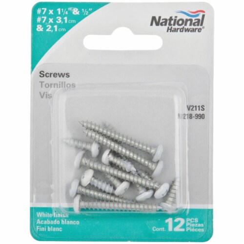National 211 Steel Shelf Bracket Screw, White (12-Pack) N218990 Pack of 5 Perspective: front