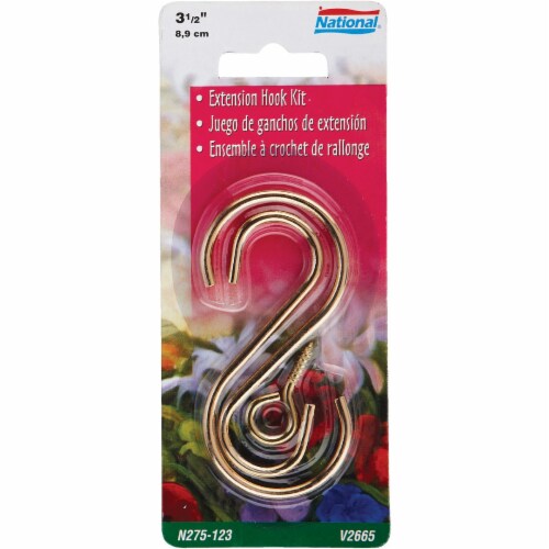 National Hardware 3-1/2 In. Brass Steel Extension Hook Kit N275123 Perspective: front