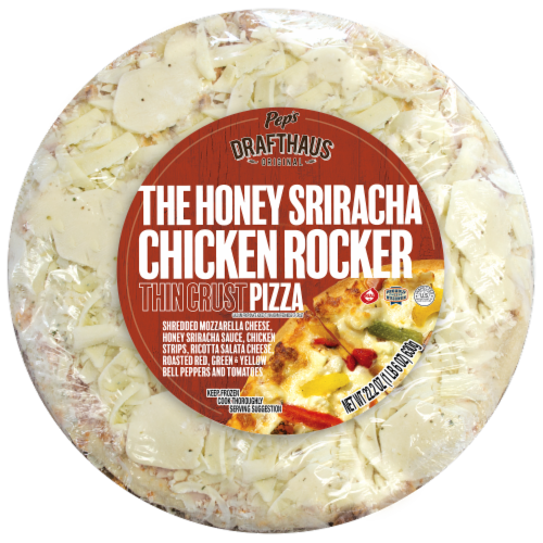 Pep's Drafthaus The Honey Sriracha Chicken Rocker Thin Crust Frozen Pizza Perspective: front