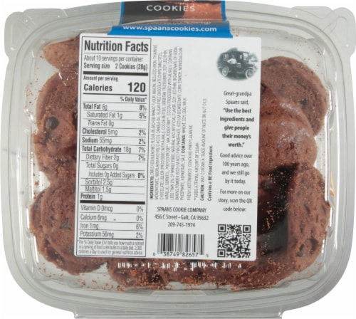 Spaans Sugar Free Fudge Chip Cookies Perspective: front