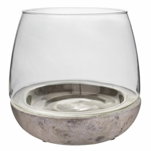 6.75"x6" Cmnt/Glass Terrarium Perspective: front