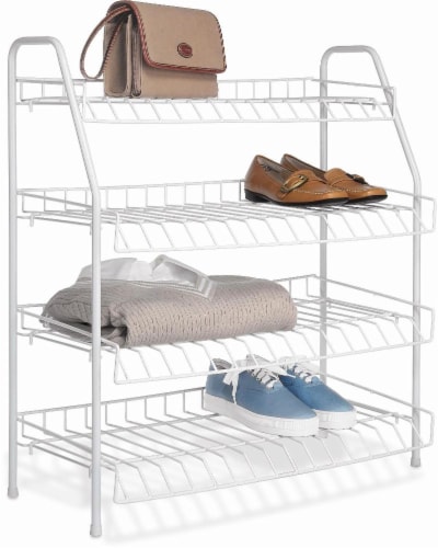 3-Tier White Folding Shoe Rack