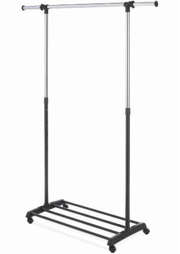 Whitmor Chrome Deluxe Extendable Garment Rack - Ebony/Silver Perspective: front