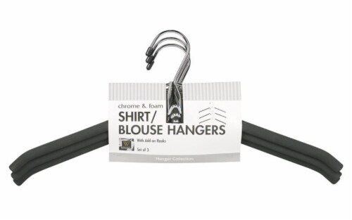 Whitmor 7-1/4 in. H x 1-1/4 in. W x 16-7/8 in. L Steel Black/Silver Shirt/Blouse Hanger 3 pk Perspective: front