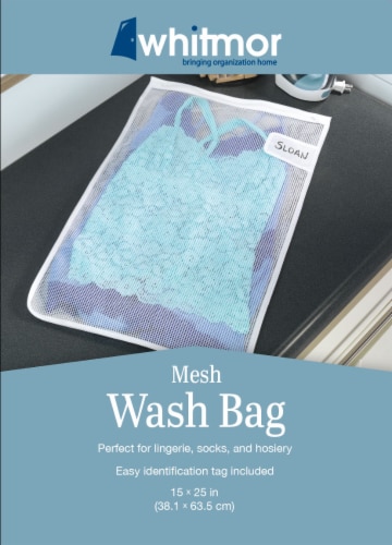 Whitmor Mesh Wash Bag with ID Tag - White Perspective: front