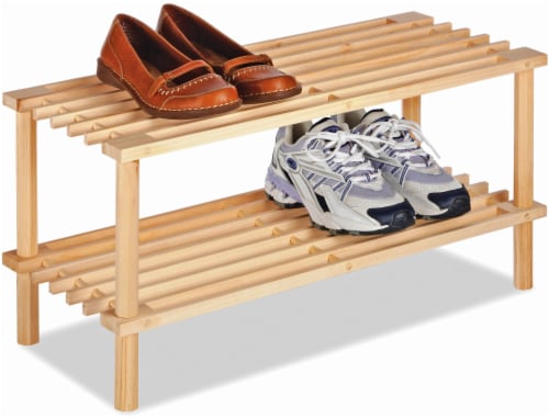 Whitmor Wood/Chrome Shoe Rack, Natural