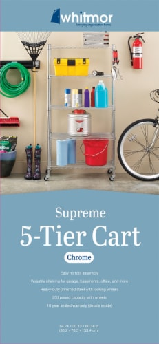 Whitmor Supreme 5-Tier Cart - Chrome Perspective: front