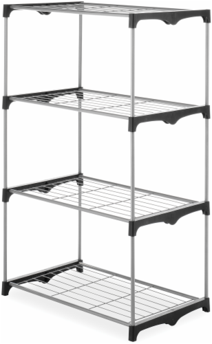 Whitmor 4-Tier Wire Shelves - Silver/Black Perspective: front