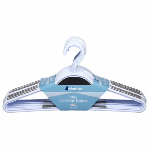Whitmor Slim Sure-Grip® Plastic Hangers - White/Gray Perspective: front