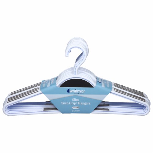 Whitmor Slim Sure-Grip® Plastic Hangers - White/Gray Perspective: front