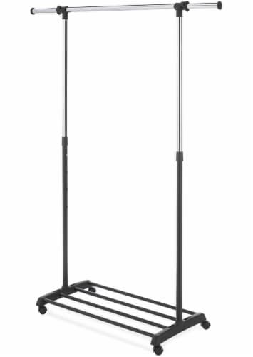 Whitmor Chrome Deluxe Extendable Garment Rack - Ebony/Silver Perspective: front