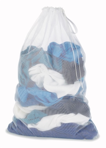 White Mesh Laundry Bag with Drawstring