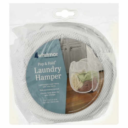 Whitmor Pop & Fold Laundry Hamper - White Perspective: front