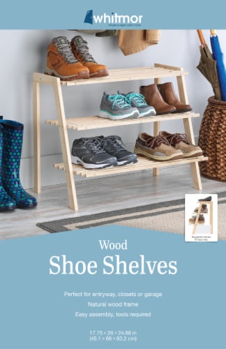 Whitmor Wood 3-Tier Shoe Shelves Perspective: front