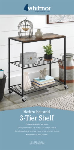 Whitmor Modern Industrial 3 Tier Portable Storage Shelf Natural Black 1 ct QFC