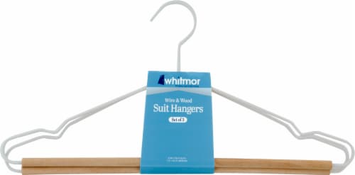 Whitmor Wire & Wood Suit Hangers - White, 3 ct - Food 4 Less