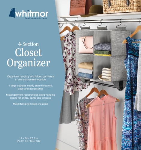 Whitmor 4 Section Organizer With Closet Rod - Space Dyed, 1 ct - Fry's Food  Stores