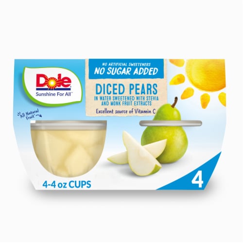 Dole® Fruit Bowls® Diced Pears With No Sugar Added Cups Perspective: front