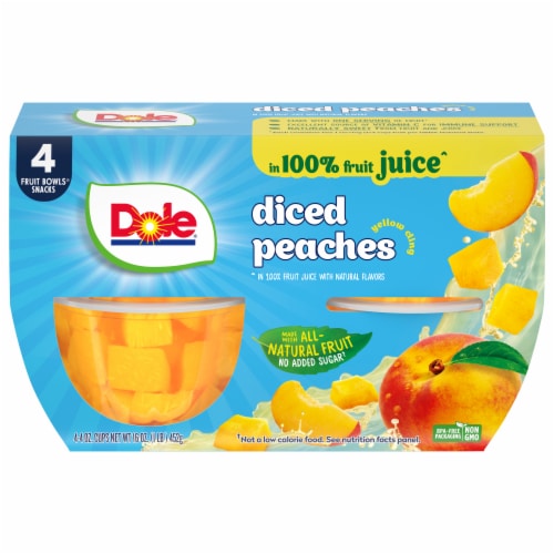 Dole® Fruit Bowls® Yellow Cling Diced Peaches In 100% Fruit Juice