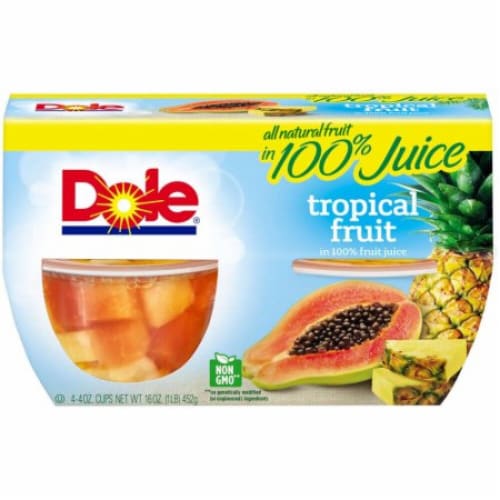 Dole® Tropical Fruit Cups in 100% Fruit Juice, 4 ct / 4 oz - Kroger