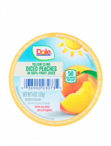 Dole Yellow Cling Diced Peaches In 100% Fruit Juice Perspective: front