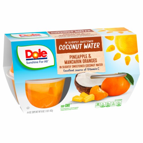 Dole® Pineapple & Mandarin Orange in Lightly Sweetened Coconut Water Fruit Cups Perspective: front