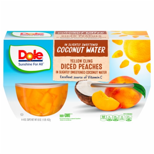 Dole® Diced Peaches in Sweetened Coconut Water Fruit Cups Perspective: front