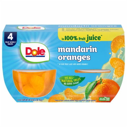 Dole® Fruit Bowls® Mandarin Oranges In 100% Fruit Juice Cups Perspective: front