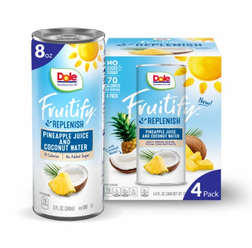 DOLE® Fruitify® Replenish Pineapple Juice and Coconut Water Blend Perspective: front