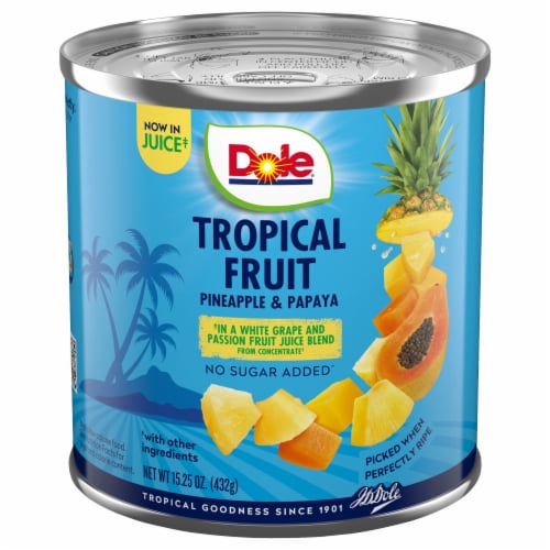 Dole® Tropical Fruit Pineapple and Papaya in Juice Perspective: front