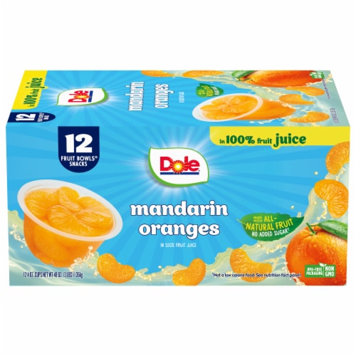 Dole® Fruit Bowls® Mandarin Oranges In 100% Juice Cups Perspective: front