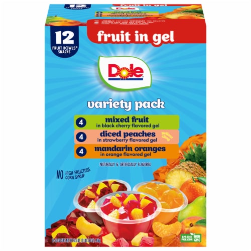 Dole Fruit in Gel Fruit Bowls Snacks Variety Pack 12 - 4.3 oz Cups Perspective: front