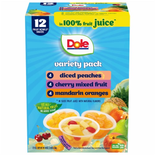 Dole® Fruit Bowls® in 100% Juice Cups Variety Pack Perspective: front