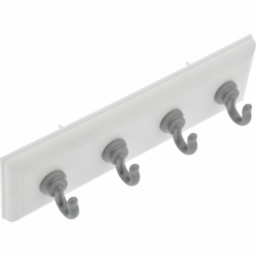 Hillman High and Mighty 10 Lb. Capacity White Key Rail with Silver Hooks 515812 Perspective: front