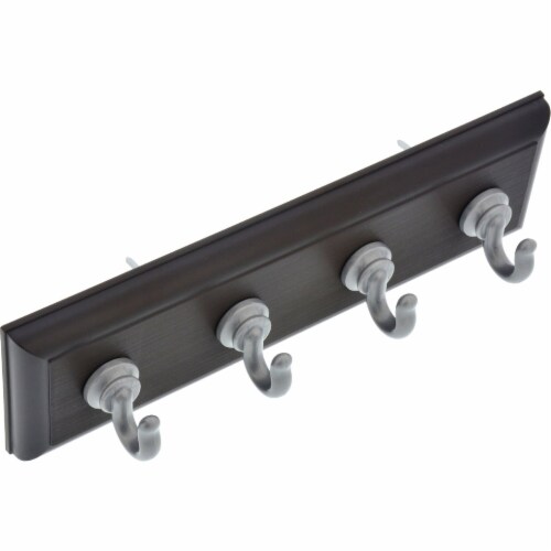 Hillman High and Mighty 10 Lb. Capacity Black Key Rail with Silver Hooks 515813 Perspective: front