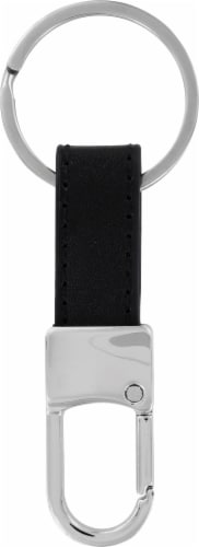 Hillman Leather Key Chain - Black/Silver Perspective: front
