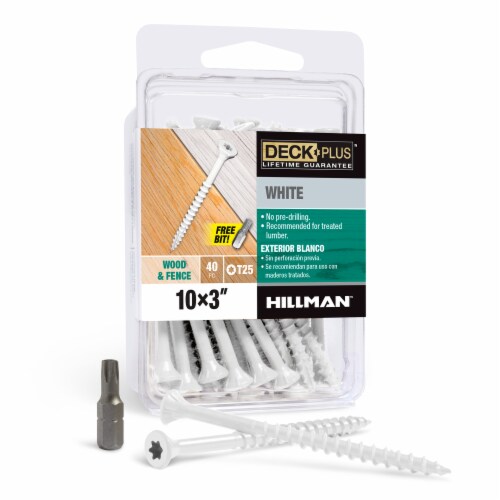 Hillman™ DeckPlus 10x3 Screws - White Perspective: front
